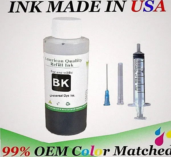 100ml Black bulk refill ink kit w syringe for ALL HP Universal inkjet printer