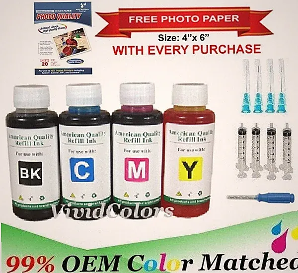 4x100ml Refill ink Canon PG-275 CL-276 Ink Cartridges Black Color TS3520 TS3522
